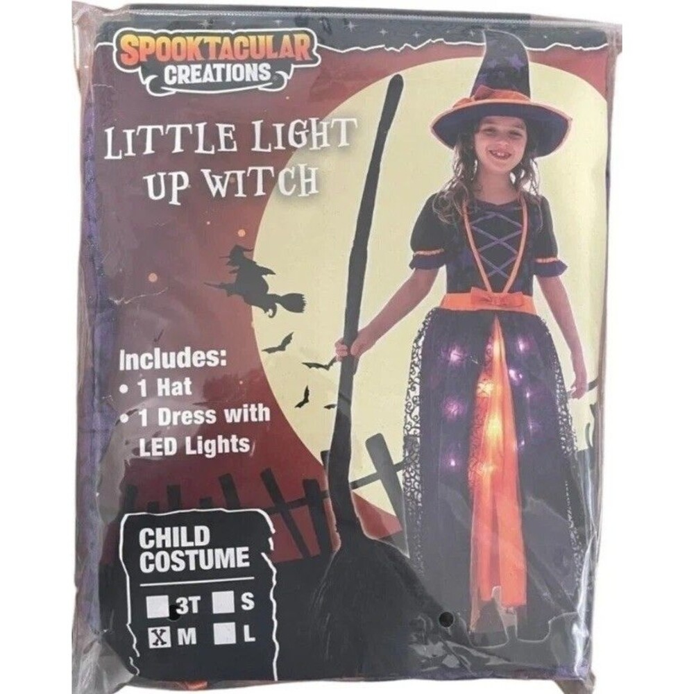 LITTLE LIGHT UP WITCH Costume CHILD MEDIUM Halloween Spooktacular NIP